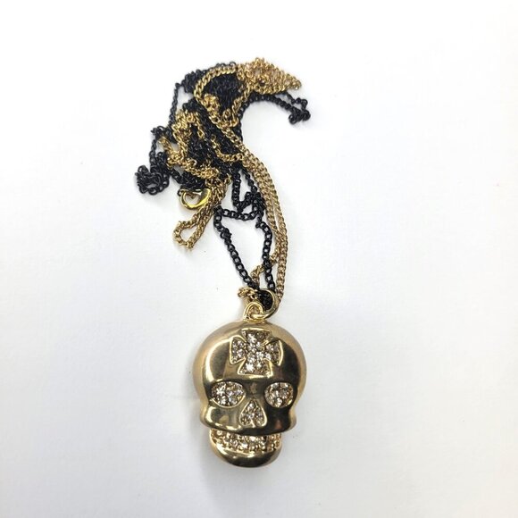 Gold Skull Pendant Necklace - Picture 12 of 13